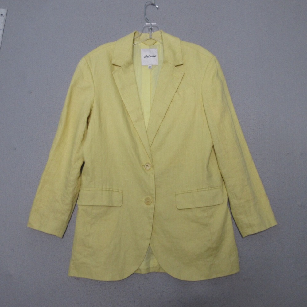 Madewell The Oversized Blazer XXS Yellow Linen Relaxed Fit Coastal Preppy Slouch